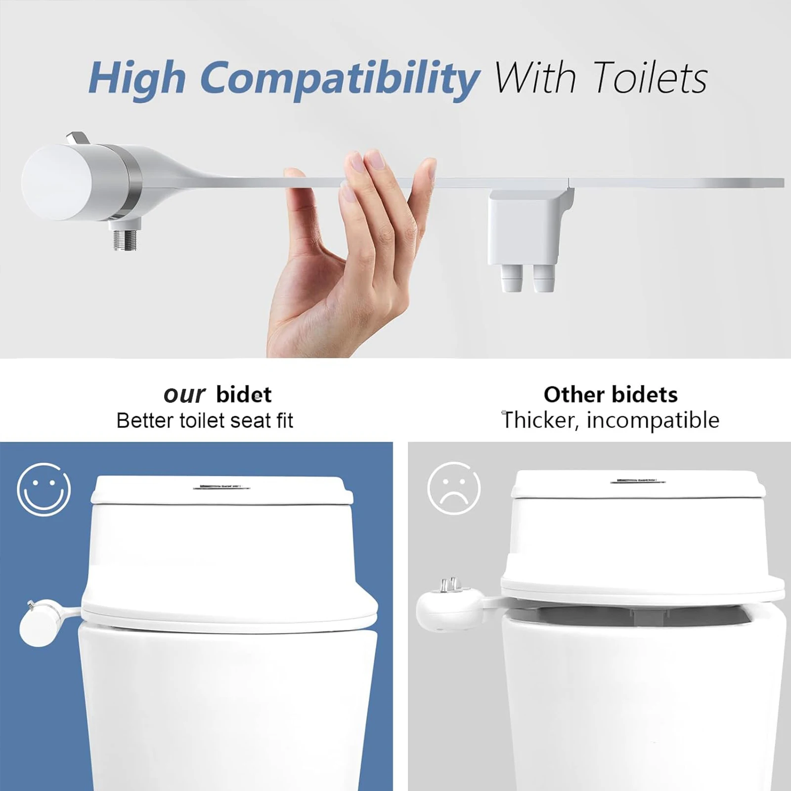 Description Picture 5 of itemUltra-Thin Adjustable Water Pressure Bidets Dual Nozzle Sprayer Non Electric Bidet Attachment for Rear/Feminine Wash Toilet