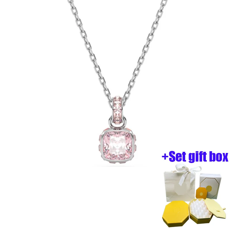 

Женское ожерелье из серебра, розовое квадратное ожерелье, 2023