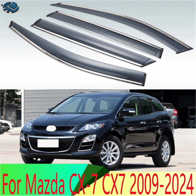 

For Mazda CX-7 CX7 2009-2024 Car Accessories Plastic Exterior Visor Vent Shades Window Sun Rain Guard Deflector 4pcs