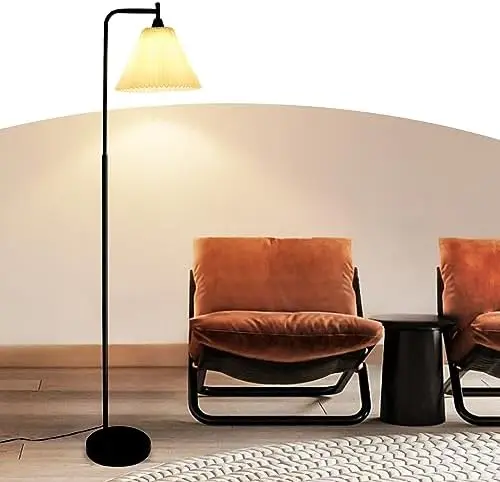 

LED Floor Lamp for Living Room - 68.23 Inches Tall with Foot Switch, 2700K Warm Light and White Pleated Lamp Shade - Ideal for O