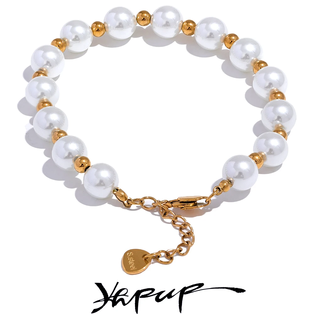 Highlight the beauty of your hand with the pearl bracelet, handmade, chain bracelet, stainless steel, elegant bead