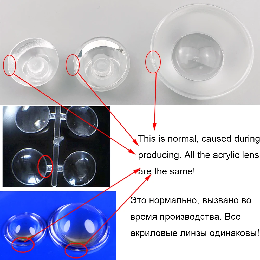 Concave PMMA Lens for LED Lighting and Flashlight Applications