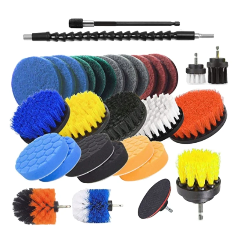 

31 Pcs Drill Brush Attachments Set,Power Scrubber Brush With Extend Long Attachment All Purpose Clean For Car, Kitchen