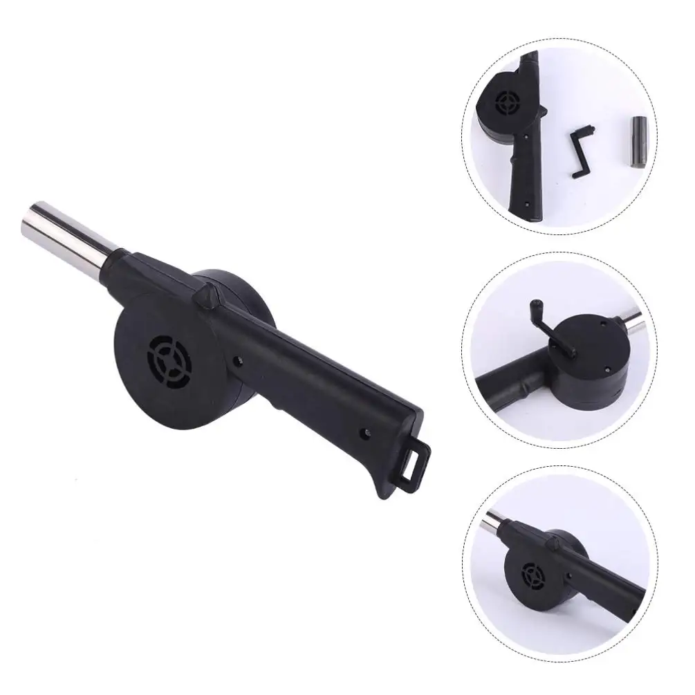Portable Hand Crank BBQ Fan Manual Air Blower Speed Control for Grill Outdoor Barbeque