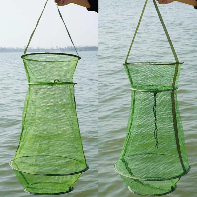 Collapsible Fish Cage Portable Collapsible Mesh Trap Fishing Basket  Drawstring Fishing Basket For Keeping All Types Of Fish - AliExpress