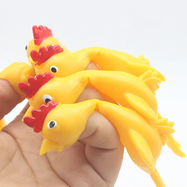 1/10pc Novelty Catapulted Ejection Chicken Toy Light Rubber Finger Prank Flying Toy Slingshot Chicken Finger Toys Turkey Sticky 3