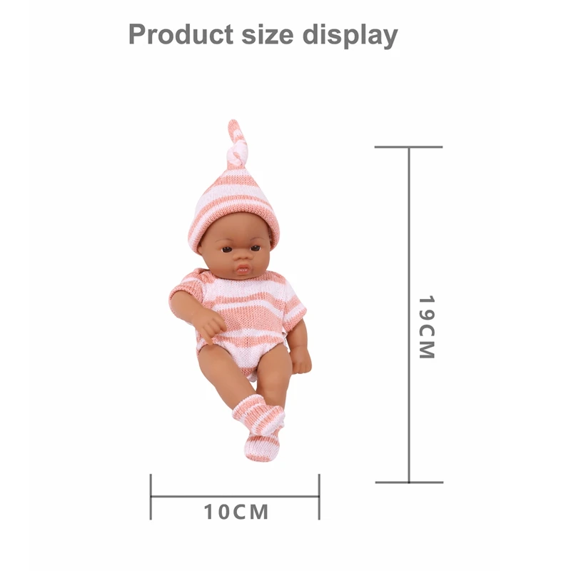 Reborn Dolls 20cm 7inch Mini Vinyl Brown Skin Full Body Baby Doll Lifelike Soft For Girls Toys