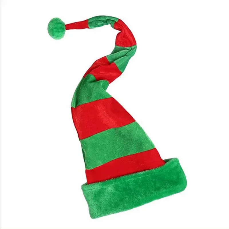 Funny Party Hats Christmas Hats Long Striped Felt Plush Elf Hat Holiday Theme Christmas Party Accessory 1PC