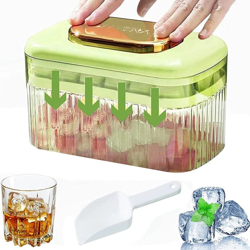 

Press Type Ice Cube Maker 24 Grid Square Ice Box Tray with Lid Storage Box Creative Kitchen Gadget DIY Ice Maker Mould for Bar