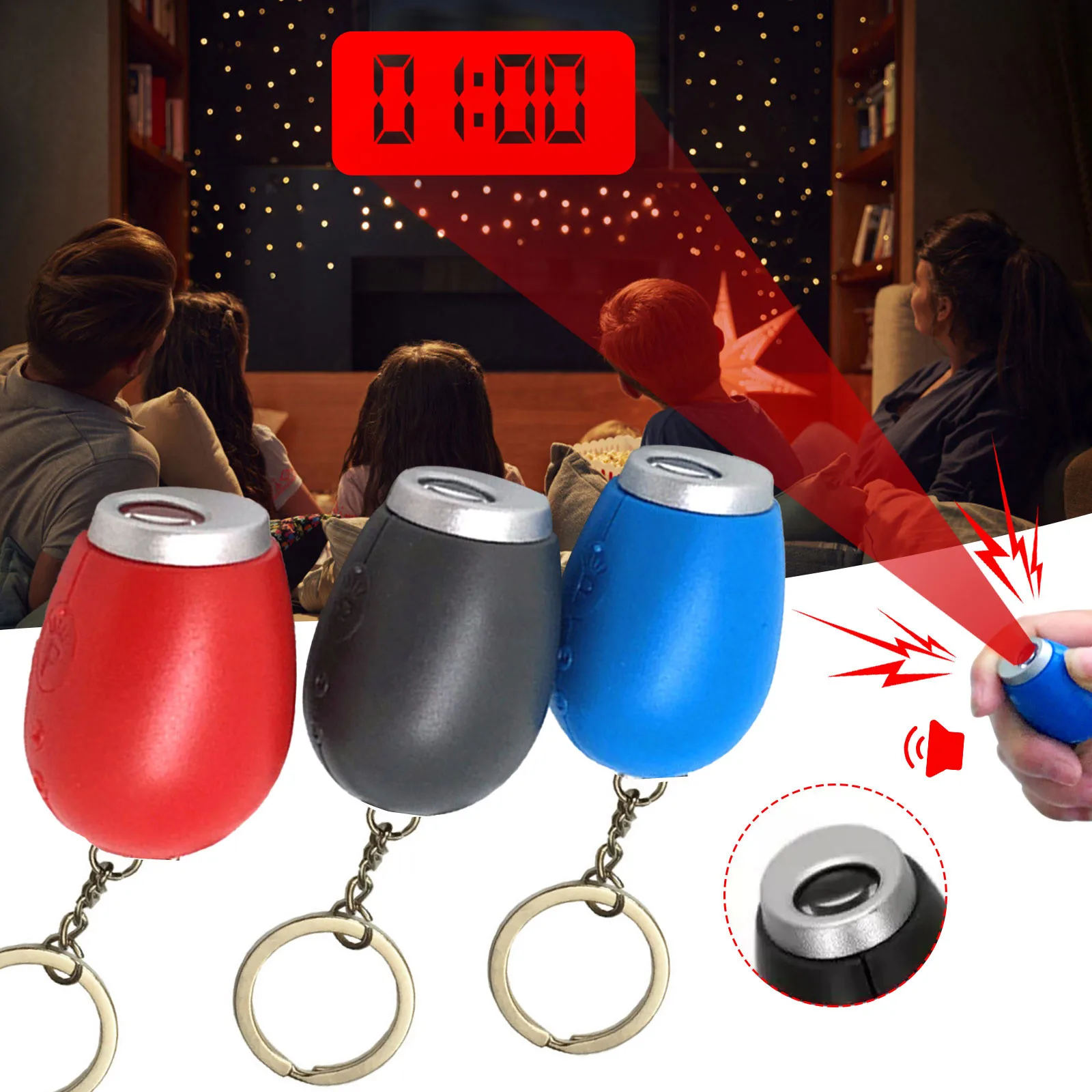 Digital Time Projection Clock Mini Led Night Light Projector Flashlight Keychain Night Light For Home Bedroom Living Room
