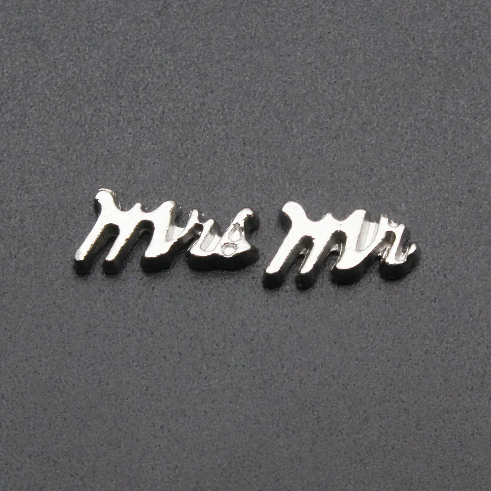 

New 20pcs Mr And Mrs Floating Charms Living Glass Memory Lockets Bracelet Pendants Diy Jewelry Accessory