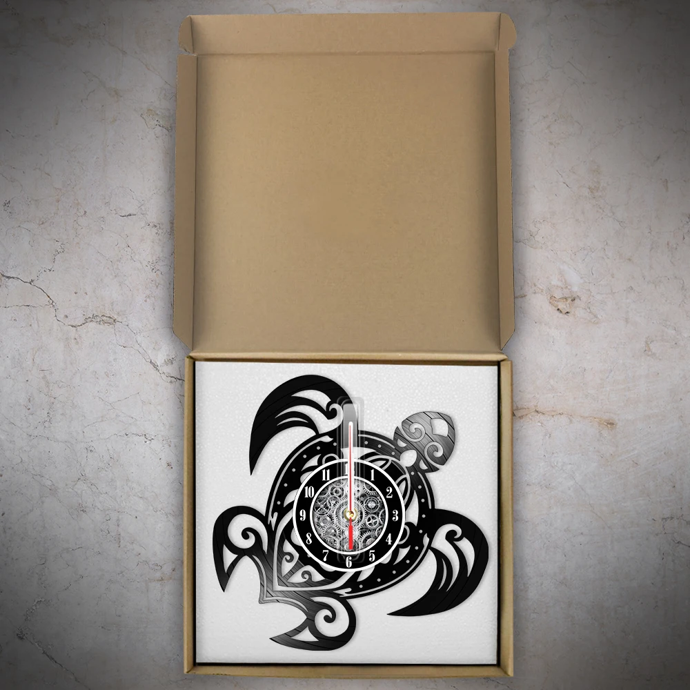 Sea Turtle Vinyl Record Wall Clock For Bedroom Sea Animal Coastal Home Decor Watch Beach Theme Handicraft Music Album Art Clock 6