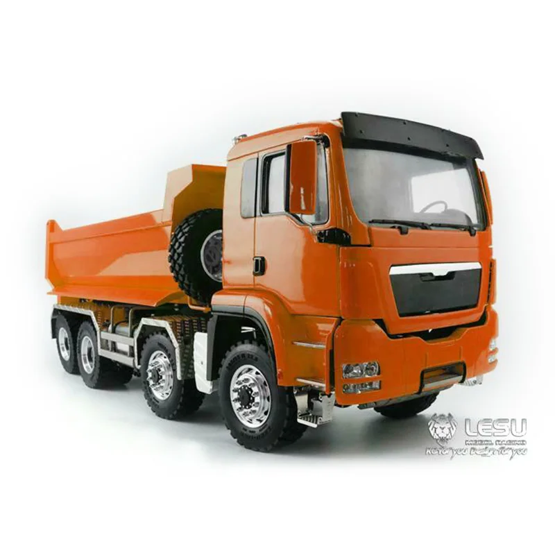 

LESU 8*8 1/14 RC DIY Model Front Hydraulic Lifting Dumper Truck Painted Orange With ESC Light Sound THZH0485-SMT2