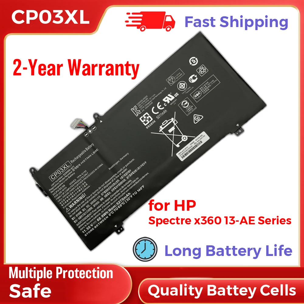 HP CP03XL 929066-421 HSTNN-LB8E Laptop Battery Replacement for Spectre x360 13-AE Series Long Battery Life Li-ion 60.9Wh 11.5
