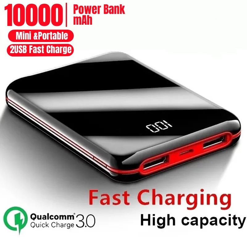 

Mini Power Bank Battery 10000mAh Portable Fast Charging Digital Display Dual USB Charger for iPhone,Xiaomi,Huawei
