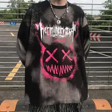 

Fernan Punk Hip Hop Women Hoodie Grunge Emo Crewneck Sweatshirt Gothic Style Oversized Streetwear Y2k Long Sleeve Alt Clothes