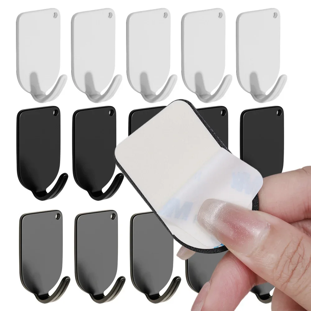 1-10PCS Stainless Steel Hooks White Traceless Self-Adhesive Hook Bathroom Kitchen Towel Key Clothes Storage Rack Door Back Hooks