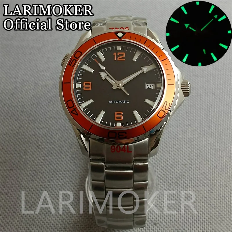 

LARIMOEKR 41 мм черный циферблат сапфировое стекло светящийся NH35A DG2813 MIYOTA 8215 PT5000 автоматический механизм мужские часы
