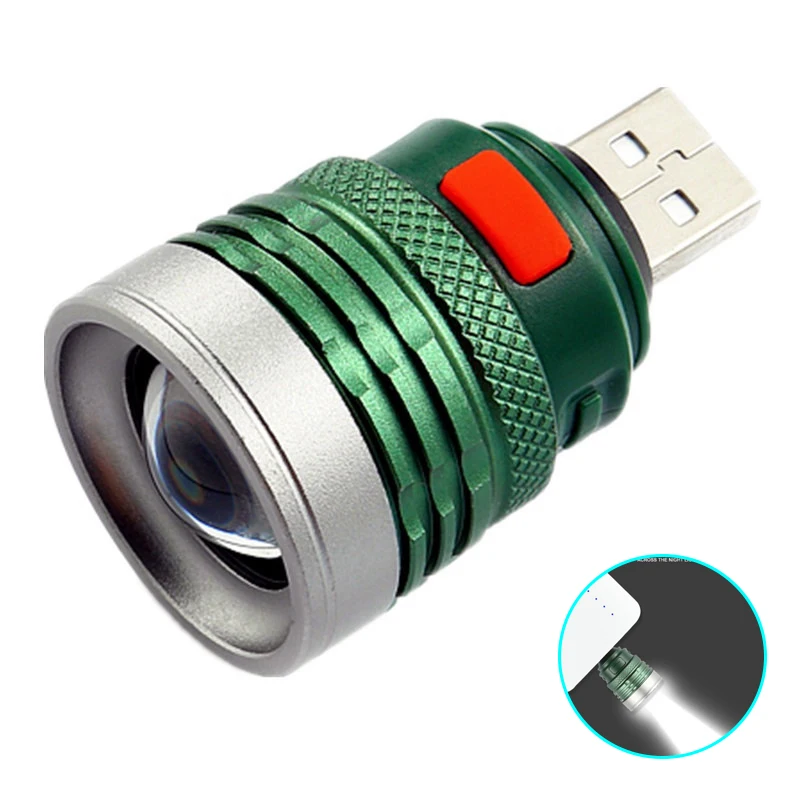 

Mini USB LED Flashlight Super Bright Portable Work Light Zoomable 3 Lighting Modes Torch Lamp For Camping Fishing Emergency Lamp