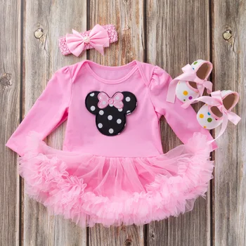 Toddler Girl Christmas Romper Dress with Cute Cartoon Print and Ruffle Sleeves for Holiday Festivities and Parties Tutu Skirt