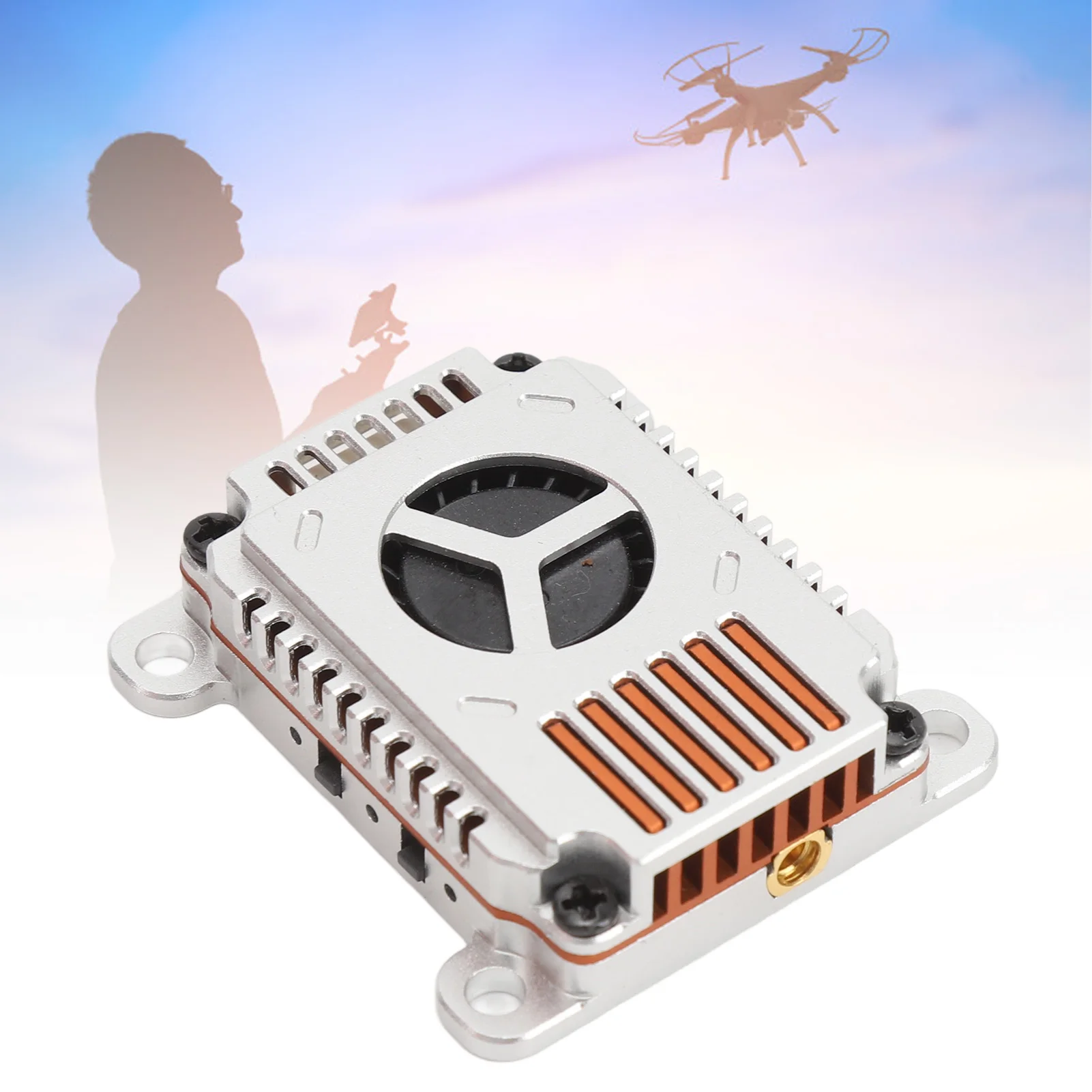 Boîte du module émetteur vidéo 1.2G 2W VTX avec accessoires : antenne, câbles et manuel