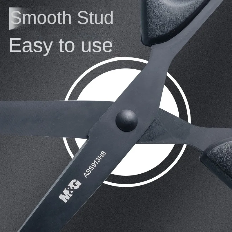 Black Blade Scissors Stationery Scissors 180mm Abrasion Resistant Stainless Steel Blades Not Easy to Stick