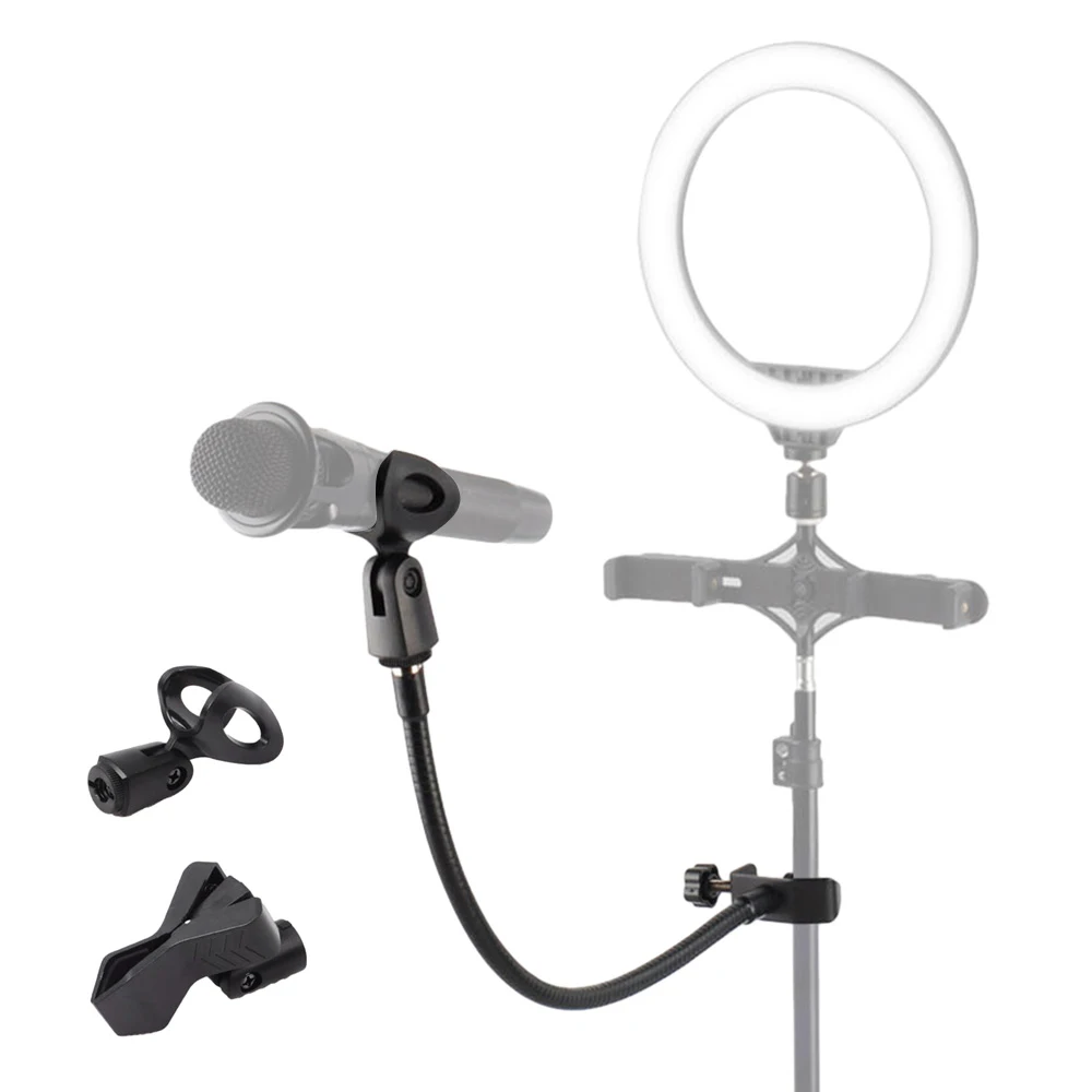Hose Microphone Clip With Table Clip Microphone Stand For Broadcast Studio Live Broadcast Equipment Station Mic Arm Desk Mount