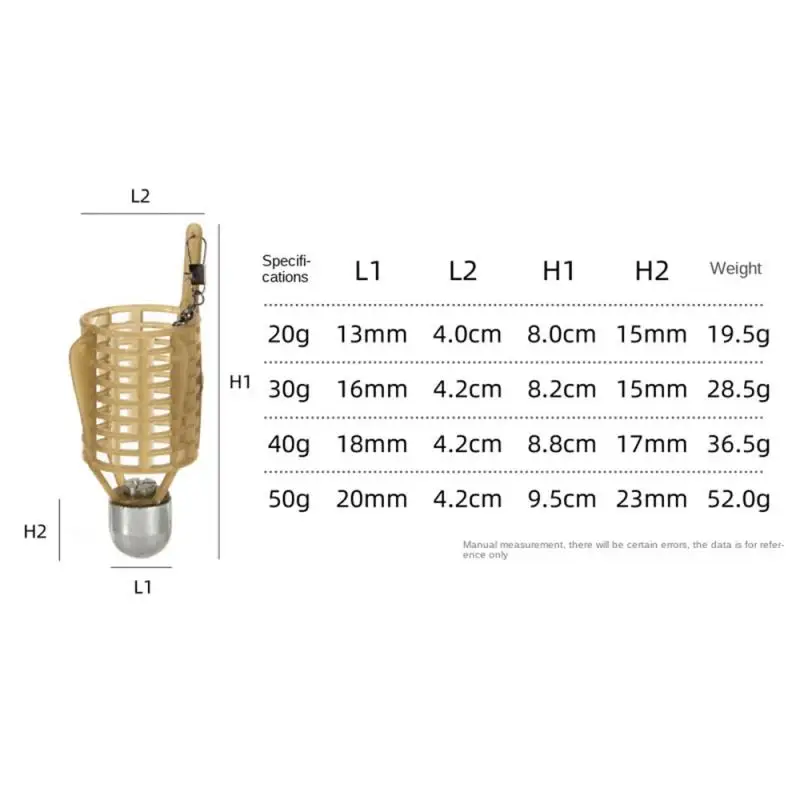 라인 후크가 있는 낚시 미끼 케이지, 피더 바구니 거치대 액세서리, 20G-50G 길이 47cm