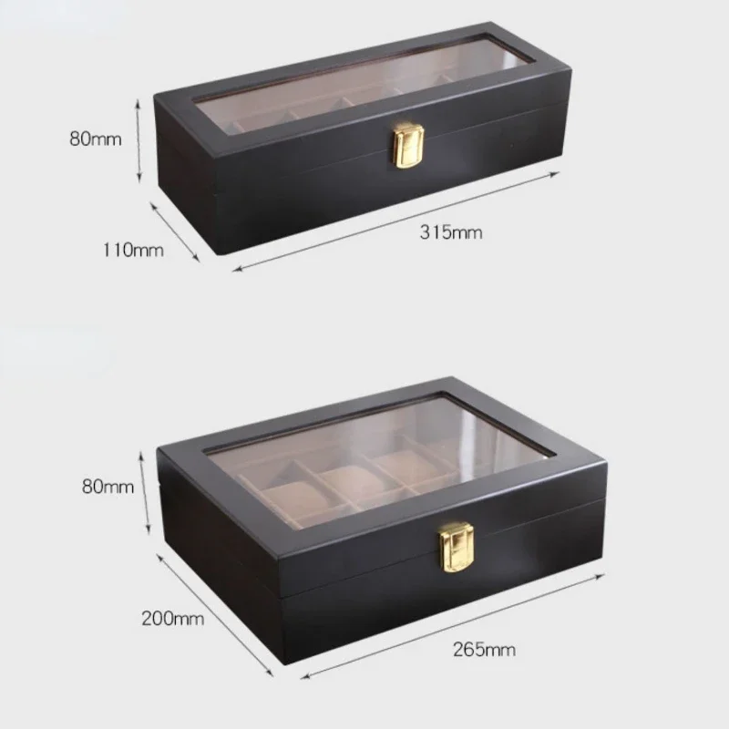 Watch Storage Box Handmade Wooden Watch Box Display Case-6/10/12 Grids Jewelry Holder Storage Organizer for Watch Collection
