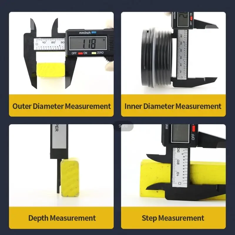 Electronic Caliper Digital Pachometer Plastic Big Screen Thickness Gauge Woodworking Tool Measuring Instruments Vernier Calipers
