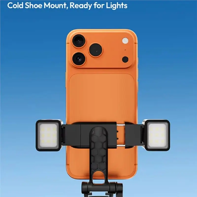 Mini selfie stick statief met licht en telefoonhouder_voghion.com