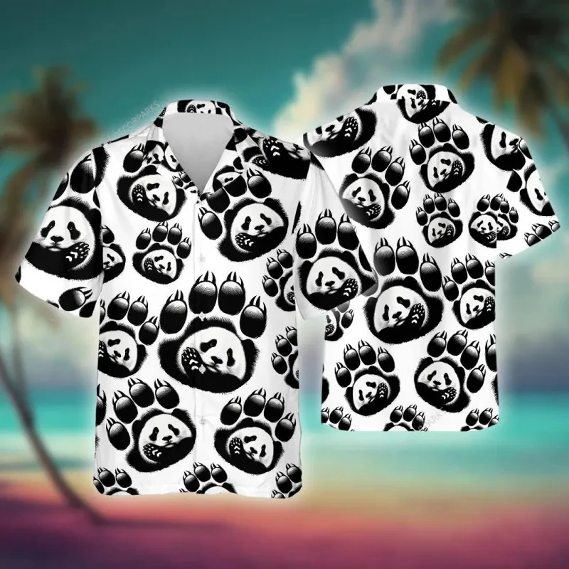 thumbnail image 1 of Venta caliente nueva moda dibujos animados panda chino impreso camisa de hombre casual talla grande camisas de manga corta para hombre camisetas divertidas de uso diario, 1 of 5
