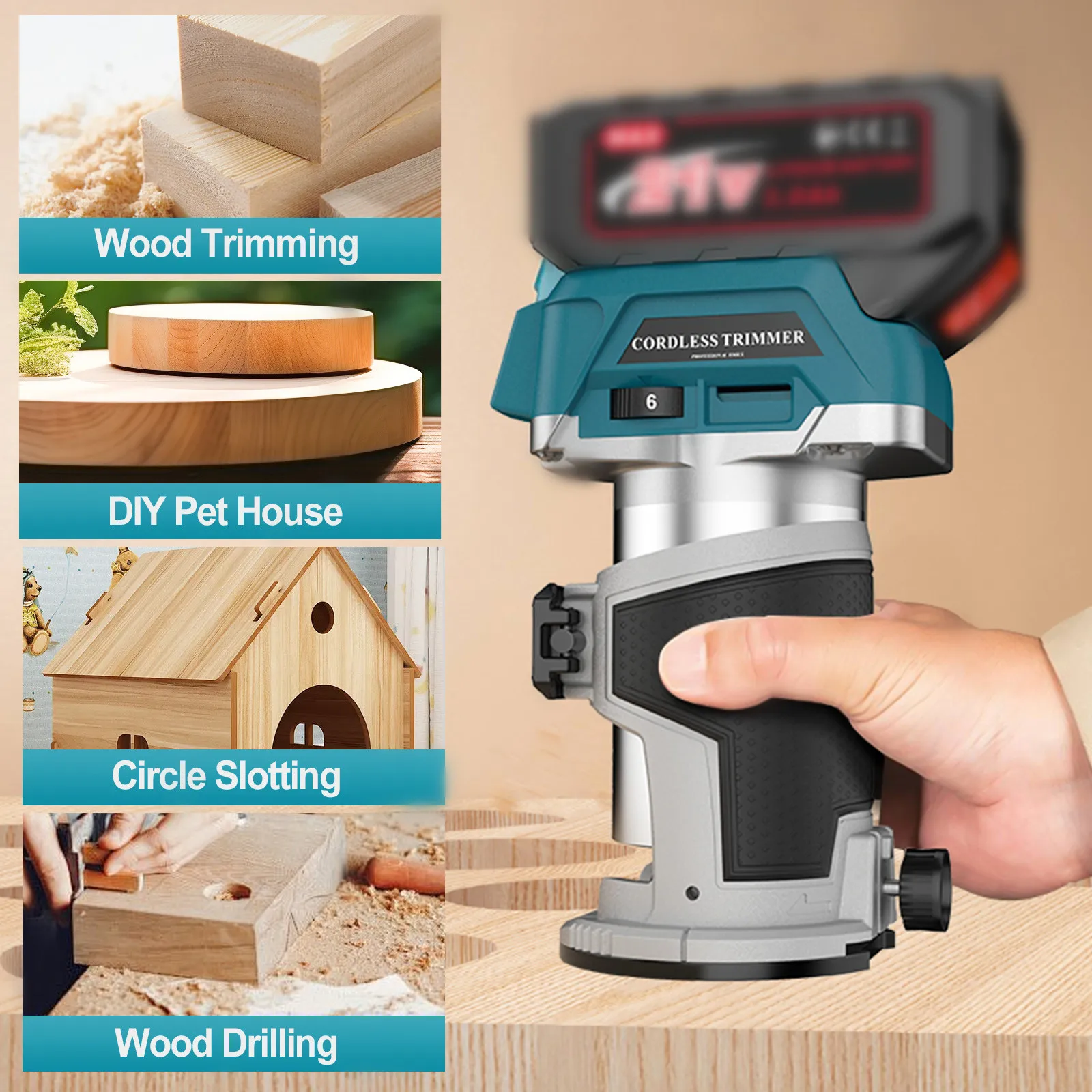 6 Speeds Brushless Electric Trimmer Machine Wood Router Plunge Router Milling Engraving Slotting Machine