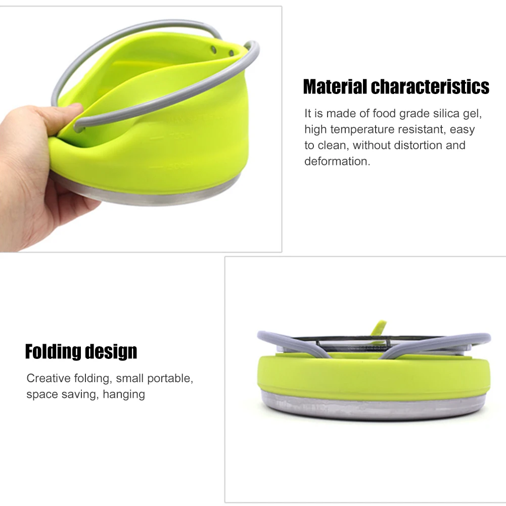Portable Folding Boiling Water Pot with Handle for Camping Travel Self-Driving Silicone Kettle Space Saving Drinkware 5