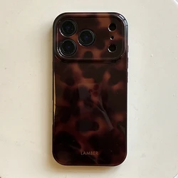 Retro Stylish Amber Lamber Pattern Glossy Phone Cover Case - iPhone 15 (Dark Brown)