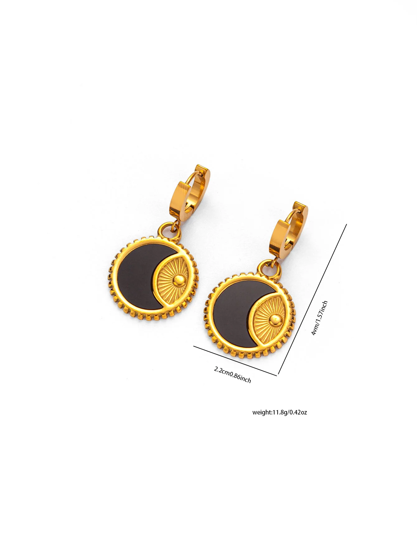 New Titanium Steel Black and White Crescent Necklace Earrings Set For Women Girls Party Jewelry Sets 6