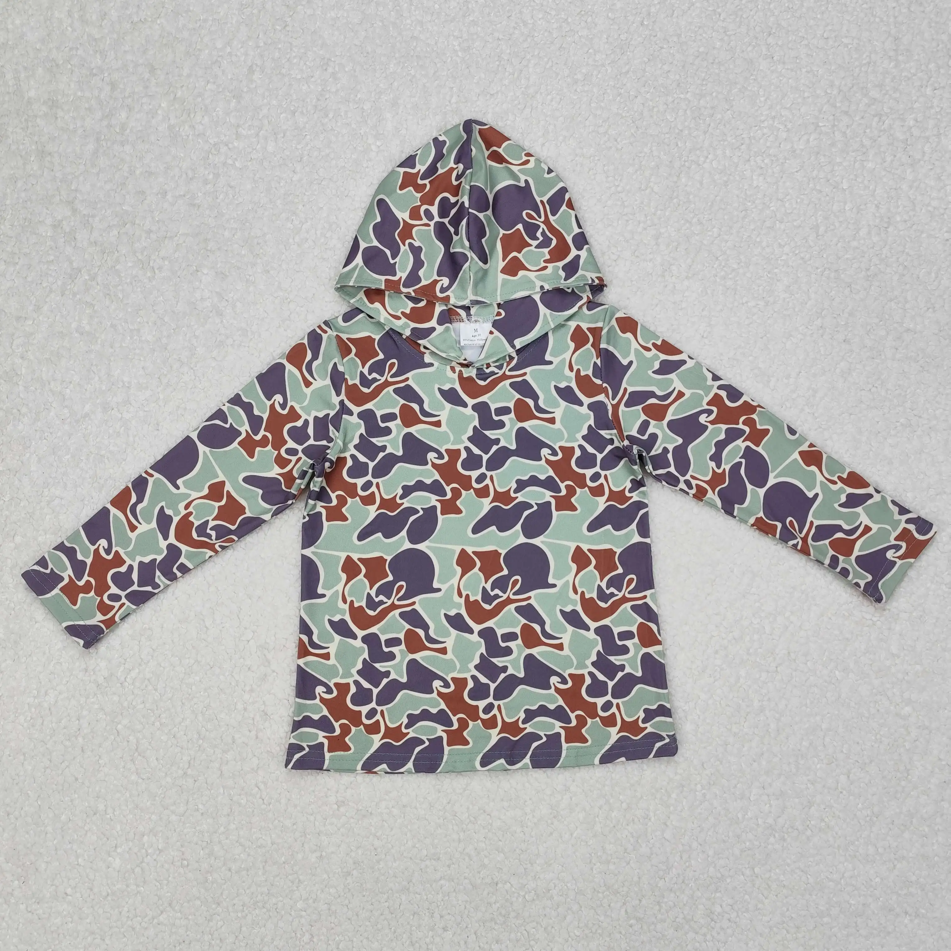 BT0922 baby boy clothes Camouflage gray blue hooded long sleeve top Summer Boutique kids clothes girl top