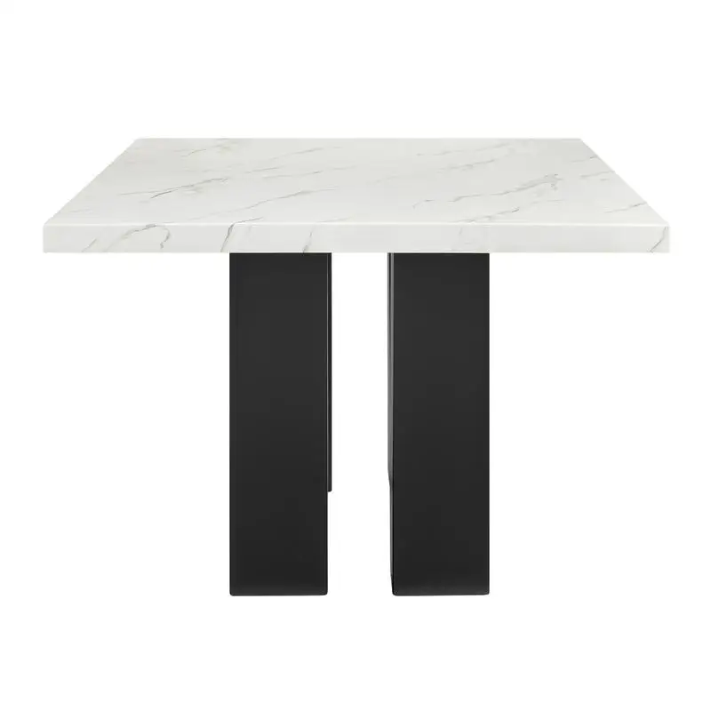 6-Piece White Marble Dining Set with Bench 5