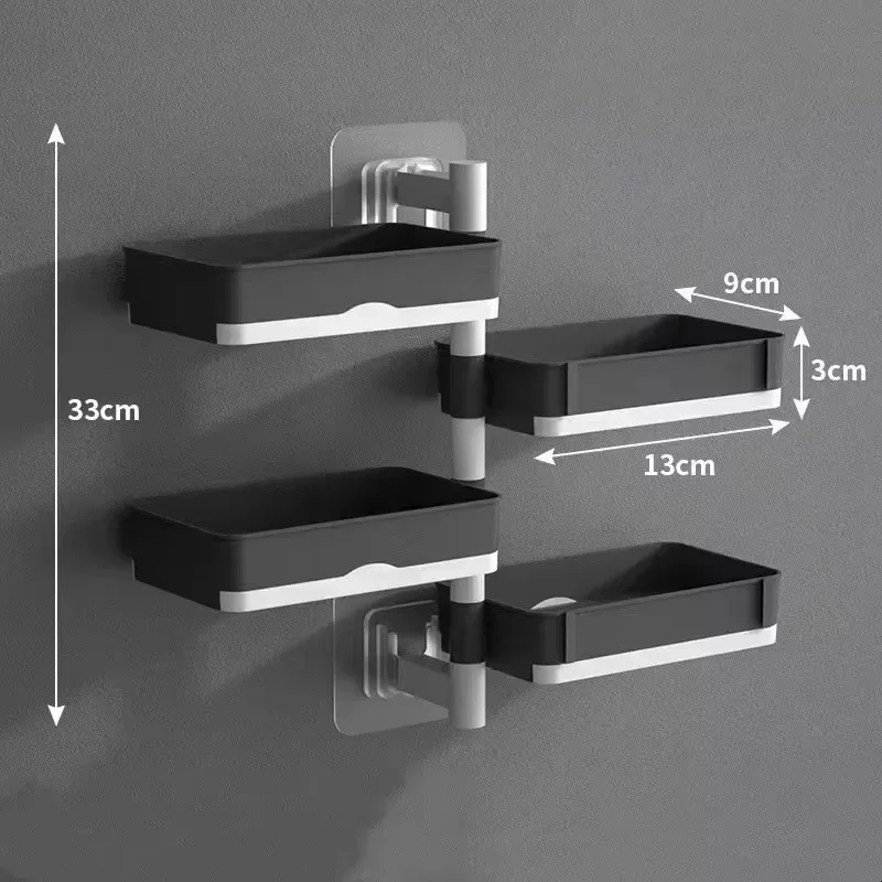 Soap Holder No Punching Rotatable 2/3/4 Layers Soap Box Container Toilet Bathroom Wall Mounted Soap Holder Bathroom Storage Box 3