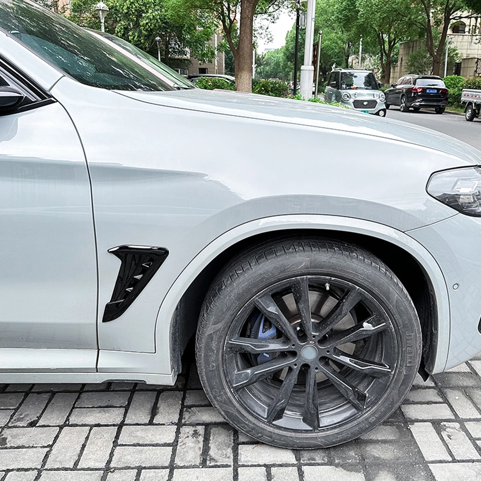 Gloss Black Side Fender Vent Grilles For 2018-2024 BMW G01 X3 M Sport Tuning