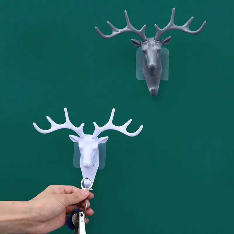 

1 шт. крючки с головой оленя, самоклеящиеся крючки с рогами оленя, вешалка, декоративные настенные брелоки с животными для ключей «сделай сам», Декор для дома и офиса