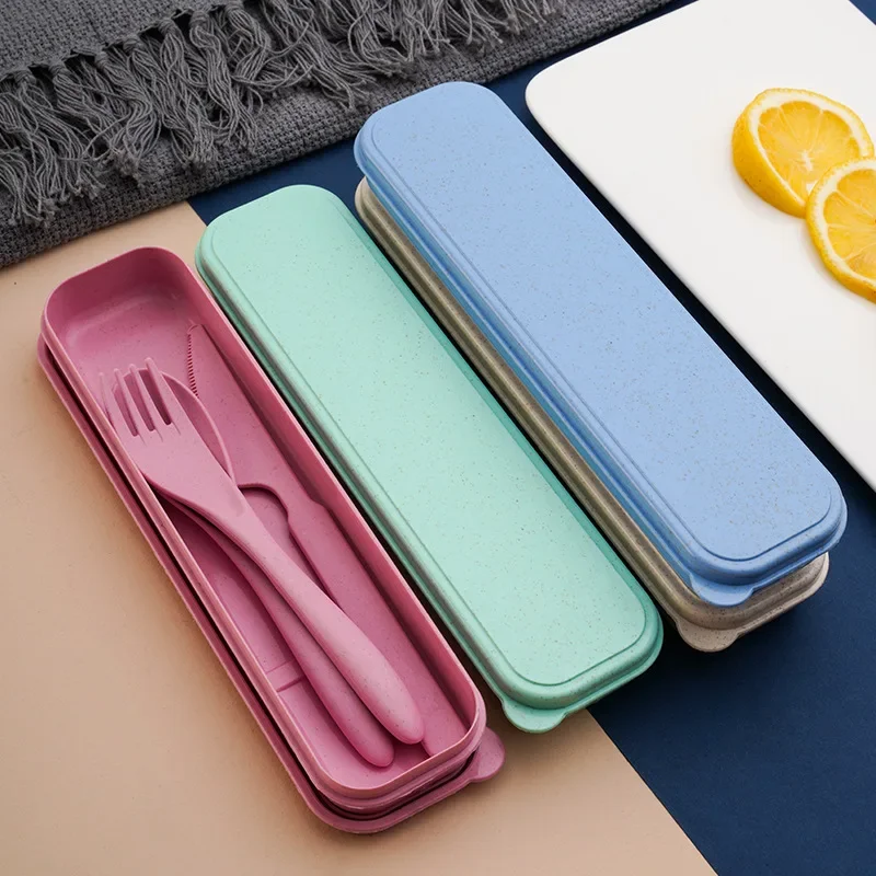 Picnic Cutlery Set Western Style Cutlery Set Camping Cutlery Set Cutlery Set Wooden Cutlery Set Creative portable cutlery box knife fork and spoon set plastic student canteen travel portable three-piece set