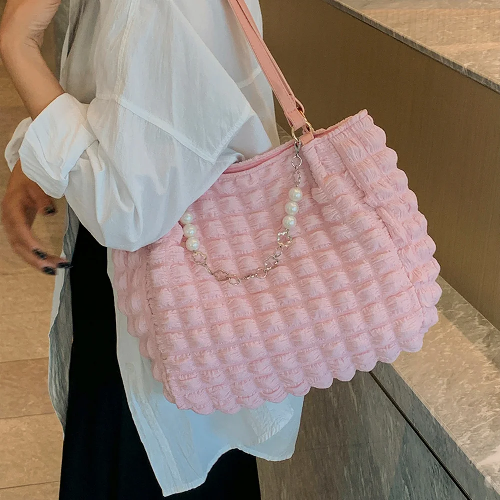 

Pleated Women's Shoulder Bag Quilted Padded Female Tote Bag Bubble Cloud Bag Sewing Diamond Plaid Cross Body Bag For Women