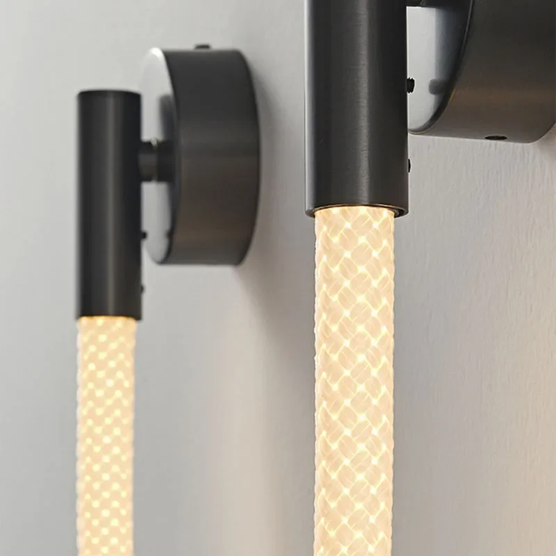 High-end White Silicone 3000K Wall Lights Black Stainless Steel Parlor TV Background Bedroom Dining Room Dropshipping 110-240V 5