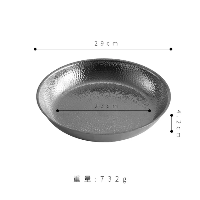 Korean stainless steel plate, golden flat plate, barbecue plate, fruit plate, western food plate