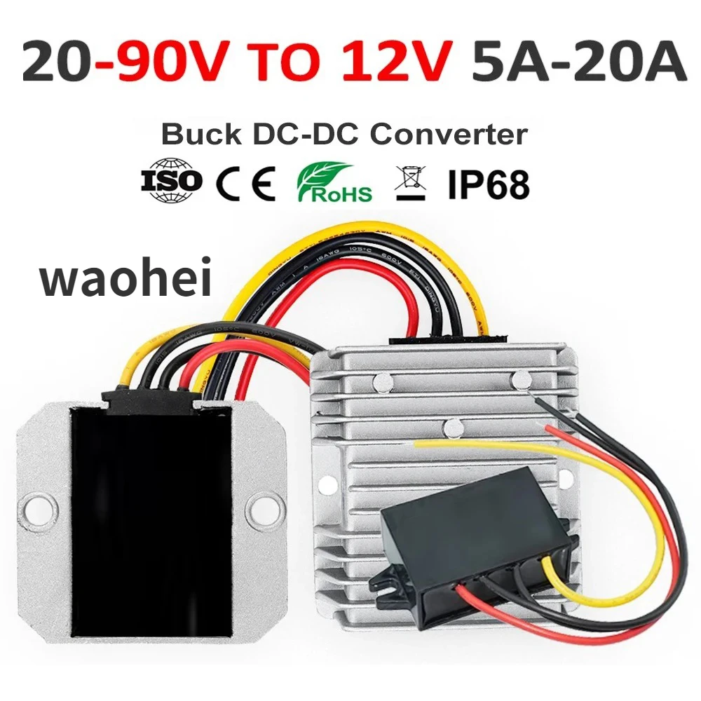 Step Down Transformador Regulador de Tensão Fonte de Alimentação do Carro Conversor dc 72v 60v 48v 36v 24v a 12v 20a 15a 10a 5a 18 a 90v