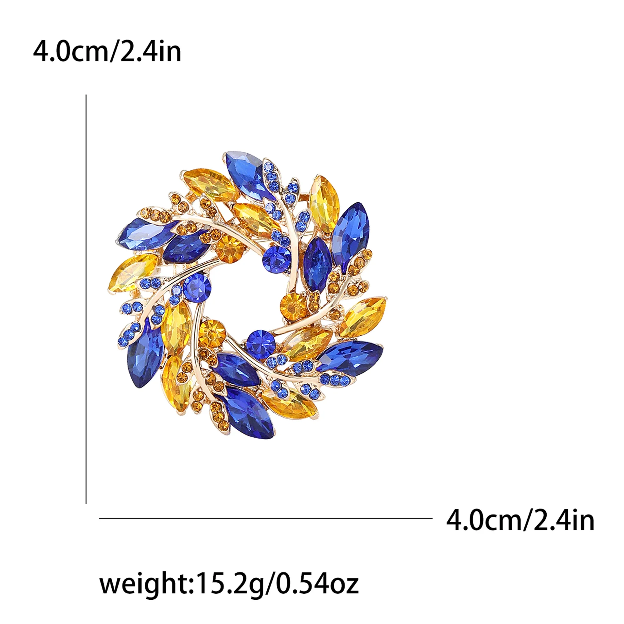 Rhinestone Wheat Ear Wreath Brooches Women Unisex Glass Botanical Pins Event Party Backpack Decoration Clothes Accessories