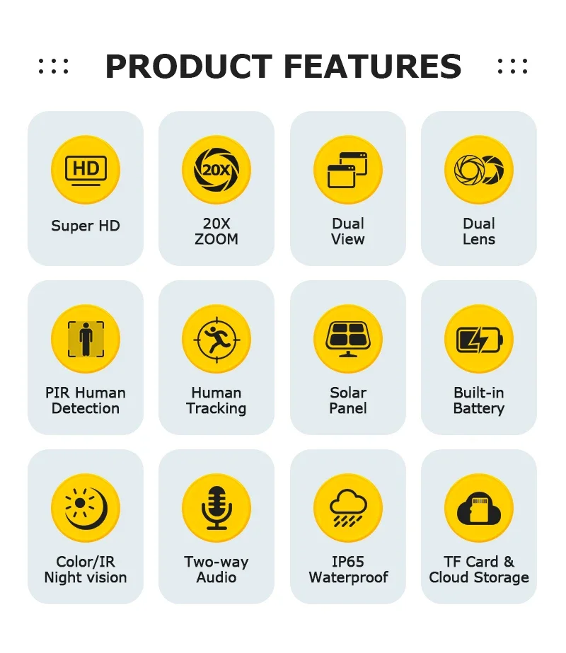 12MP 4G SIM Solar Trail Camera 20X ZOOM Wireless Battery Camera Outdoor Hunting