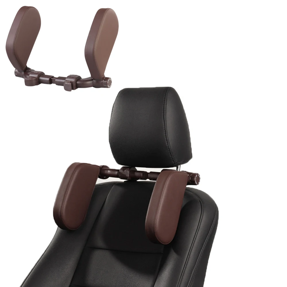 자동차 좌석 머리 목 지지대 휴식 쿠션, 자동차 머리 받침 베개, 메모리 베개, 360 ° 조절 가능한 가죽, 어린이 및 성인용 범용, 1 개