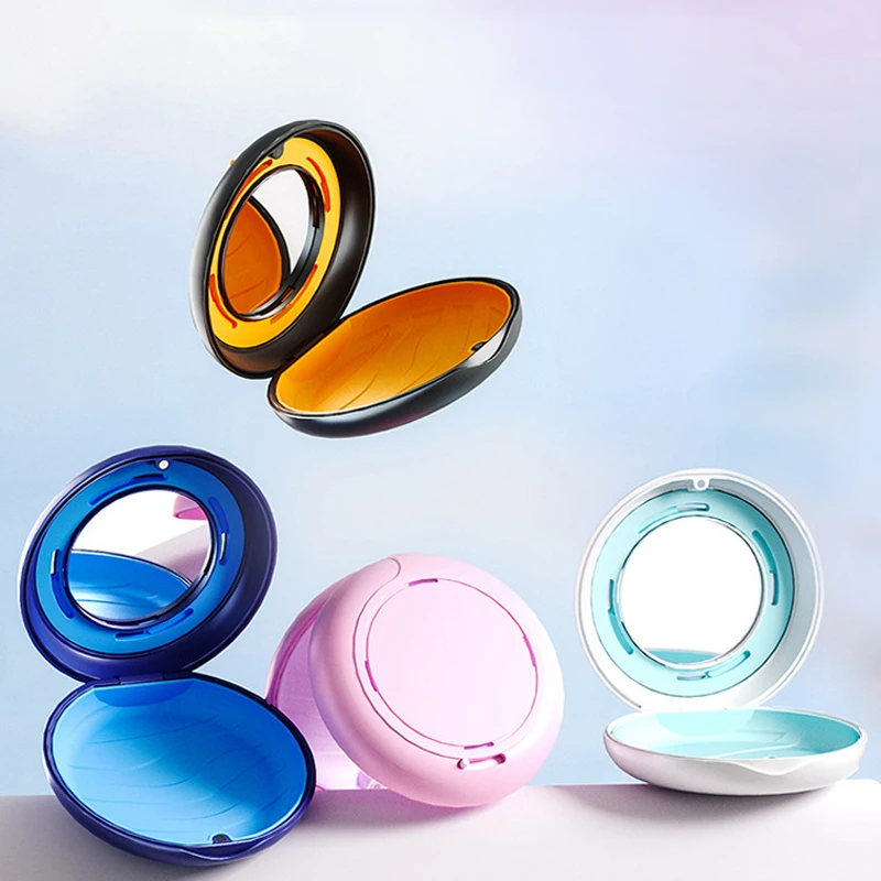 

Denture Storage Box With Mirror Dental Orthodontic Retainer Case Portable False Teeth Container Oral Care Dentistry Accessories